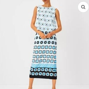 Ann Taylor Geo Border Linen Blend Column Skirt And Cropped Tank Top